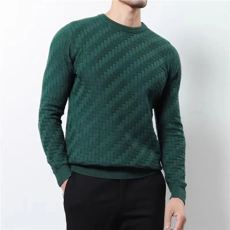 Norla — Tailored Textured Knit Sweater with Soft Viscose Fabric (Green S) - | Zavonix