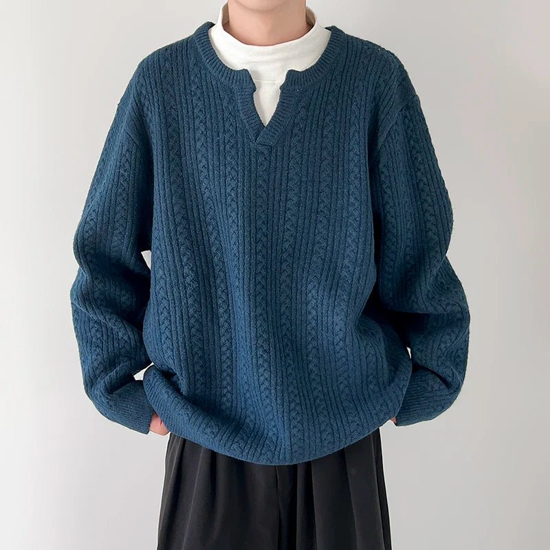 Norla — V - Cut Cable Knit Sweater with Ultra - Soft Warmth (Beige S) - | Zavonix