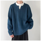Norla — V - Cut Cable Knit Sweater with Ultra - Soft Warmth (Blue S) - | Zavonix