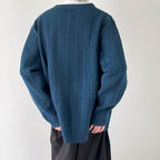 Norla — V - Cut Cable Knit Sweater with Ultra - Soft Warmth (Blue S) - | Zavonix