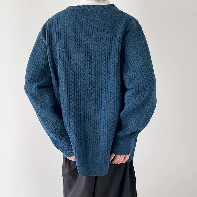 Norla — V - Cut Cable Knit Sweater with Ultra - Soft Warmth (Blue S) - | Zavonix