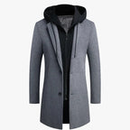 Norla — Wool Blend Trench Coat with Detachable Hoodie (Gray S) - | Zavonix