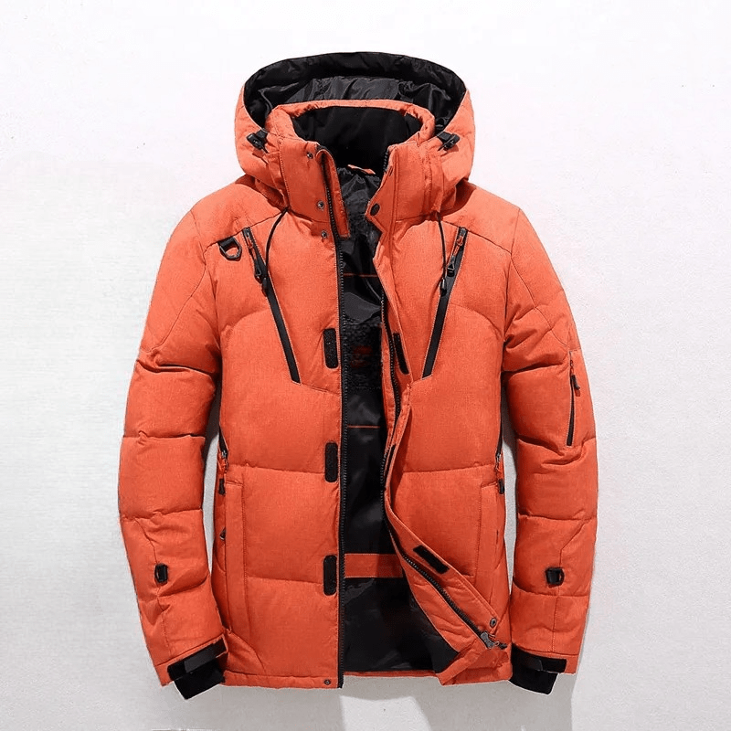 NorlaCore — Insulated Windproof Padded Coat with Adjustable Hood (Orange S) - | Zavonix