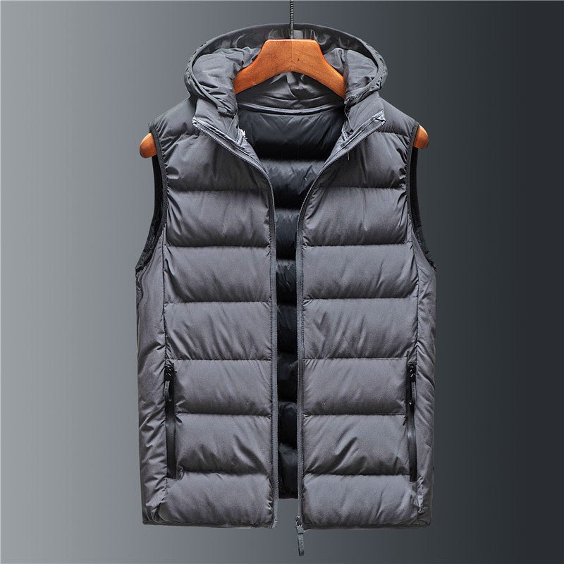 Norlaine Quilted Hooded Puffer Vest — Insulated Cold Weather Vest with Tailored Fit (Gray S) - | Zavonix