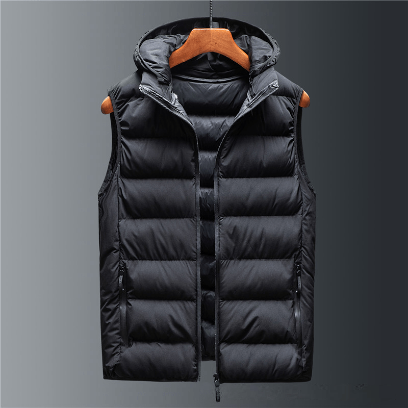 Norlaine Quilted Hooded Puffer Vest — Insulated Cold Weather Vest with Tailored Fit (Black S) - | Zavonix