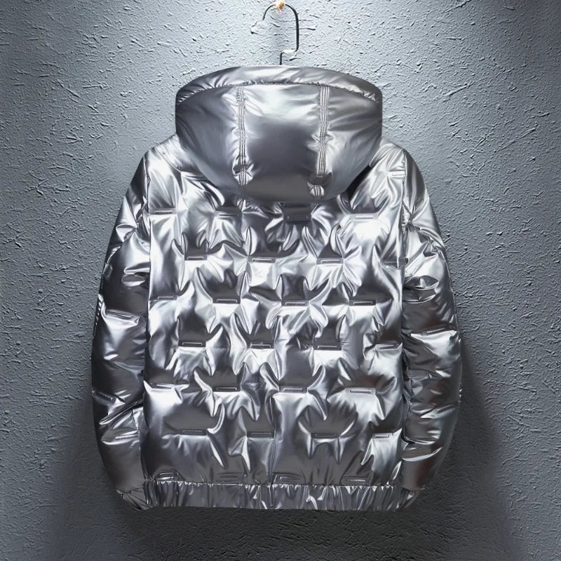 Novaro Coat — Metallic Winter Jacket with Soft Insulation (Silver S) - | Zavonix