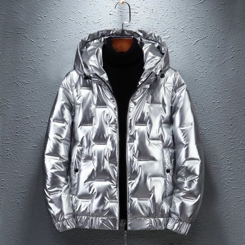 Novaro Coat — Metallic Winter Jacket with Soft Insulation (Silver S) - | Zavonix