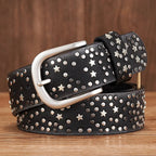 NovaStar Leather Studded Belt — Durable Casual Star Accent Accessory - Zavonix
