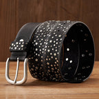 NovaStar Leather Studded Belt — Durable Casual Star Accent Accessory - Zavonix