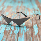 Oblivion Rimless Angular Cat Eye Sunglasses (Black ) - Sunglasses | Zavonix