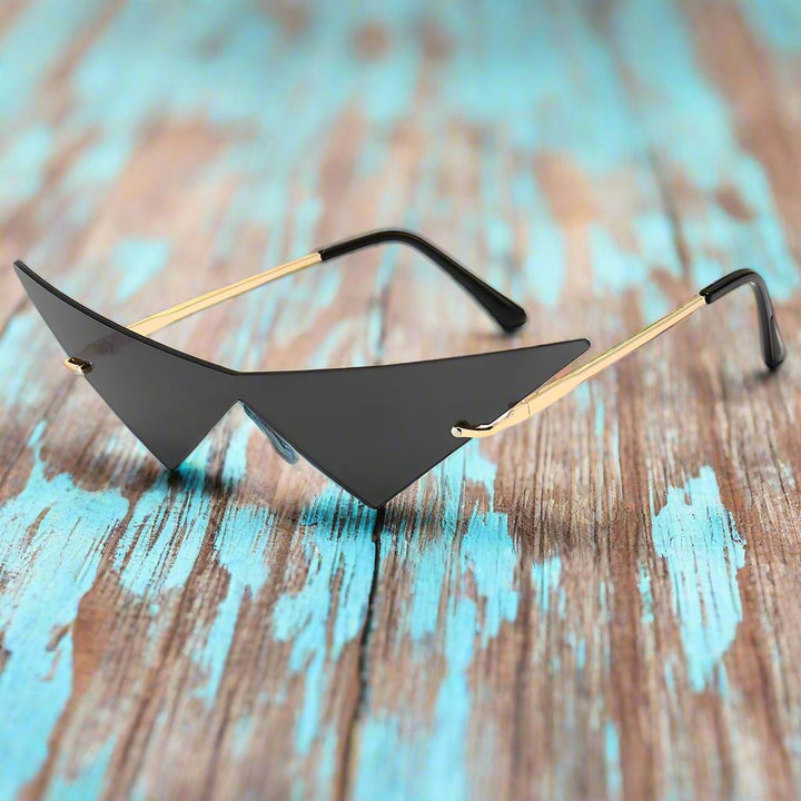 Oblivion Rimless Angular Cat Eye Sunglasses (Black ) - Sunglasses | Zavonix