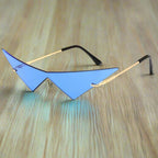 Oblivion Rimless Angular Cat Eye Sunglasses (Blue ) - Sunglasses | Zavonix