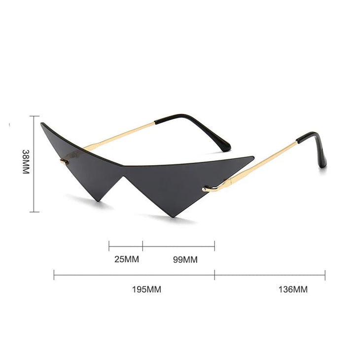 Oblivion Rimless Angular Cat Eye Sunglasses (Blue ) - Sunglasses | Zavonix