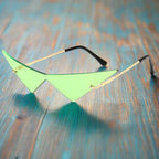 Oblivion Rimless Angular Cat Eye Sunglasses (Green ) - Sunglasses | Zavonix