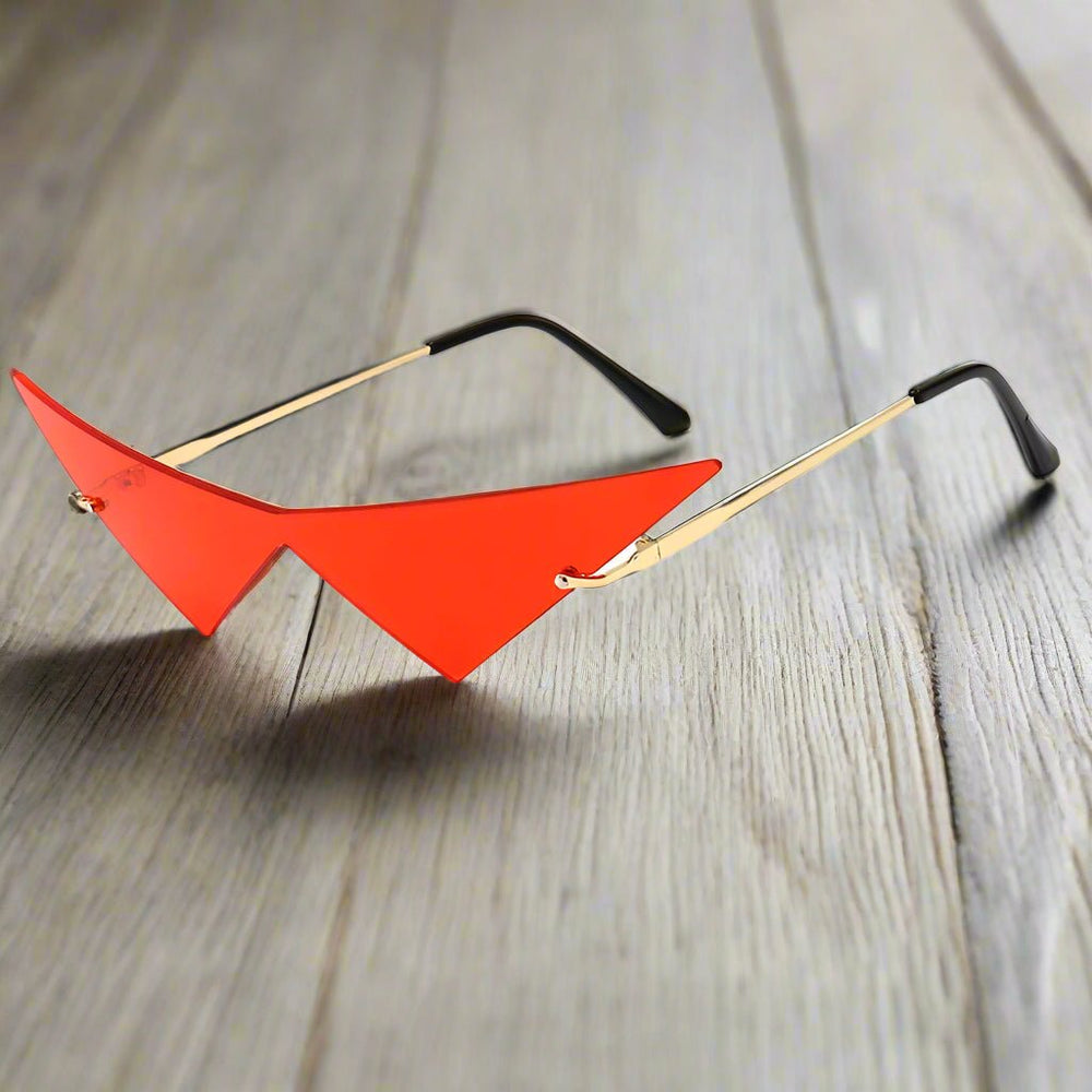 Oblivion Rimless Angular Cat Eye Sunglasses (Red ) - Sunglasses | Zavonix