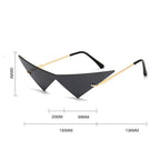 Oblivion Rimless Angular Cat Eye Sunglasses (Blue ) - Sunglasses | Zavonix