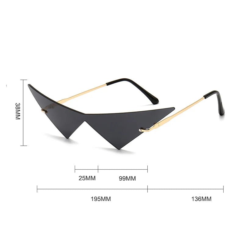Oblivion Rimless Angular Cat Eye Sunglasses (Blue ) - Sunglasses | Zavonix