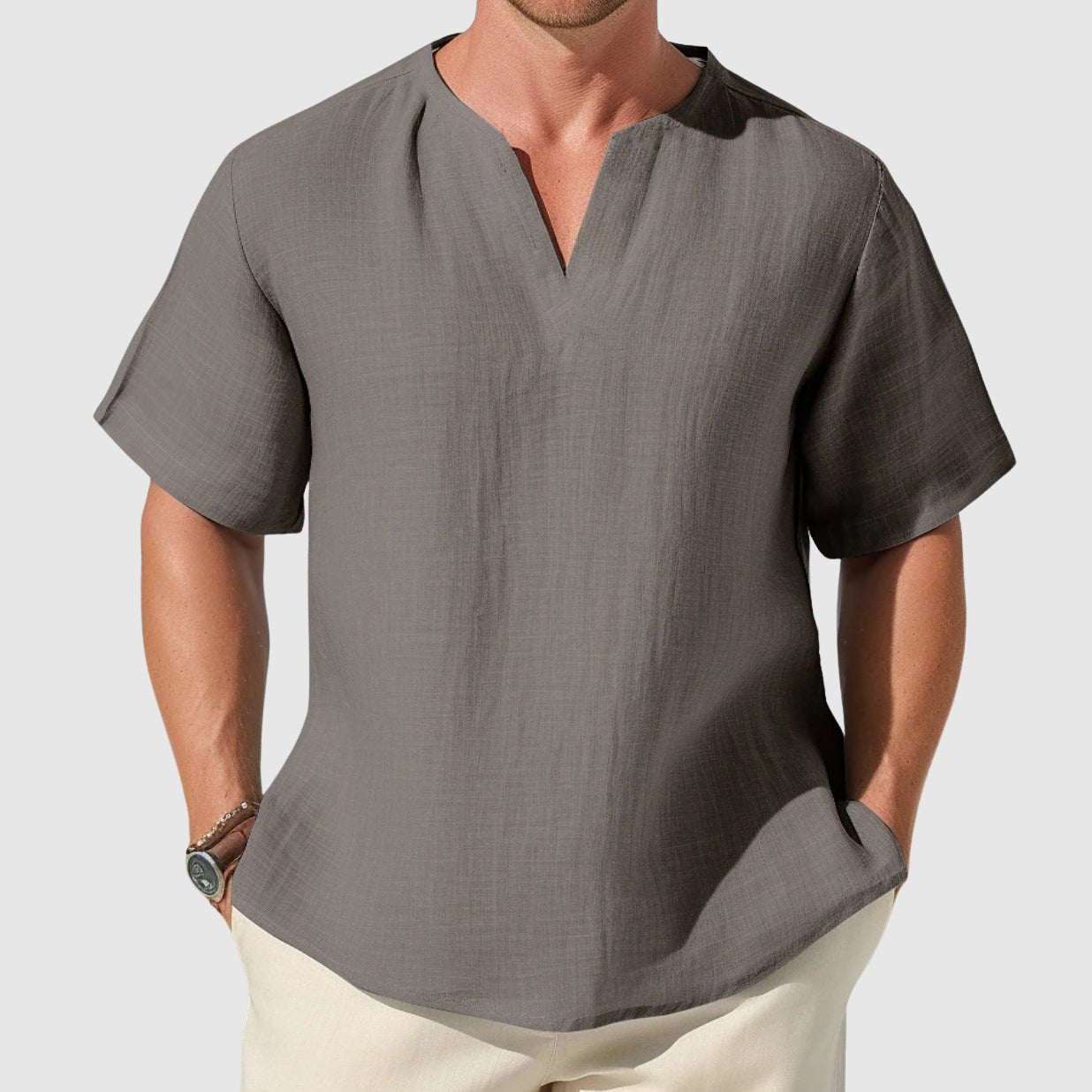 Ocean Breeze Cotton Shirt (Gray S) - Cotton Shirt | Zavonix