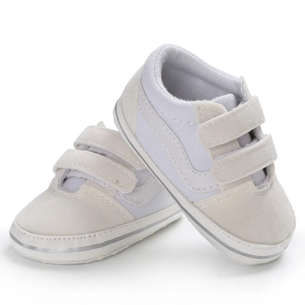 Off-white baby sneakers with double hook-and-loop straps