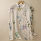 OLIVIA LINEN BLOUSE (Green XS) - | Zavonix
