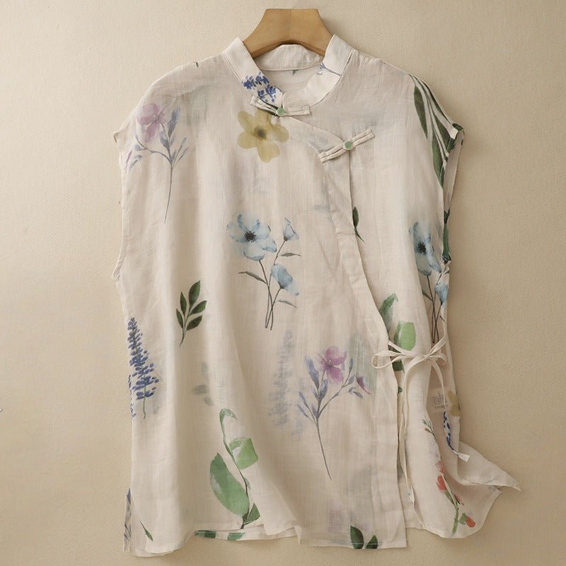 OLIVIA LINEN BLOUSE (Green XS) - | Zavonix