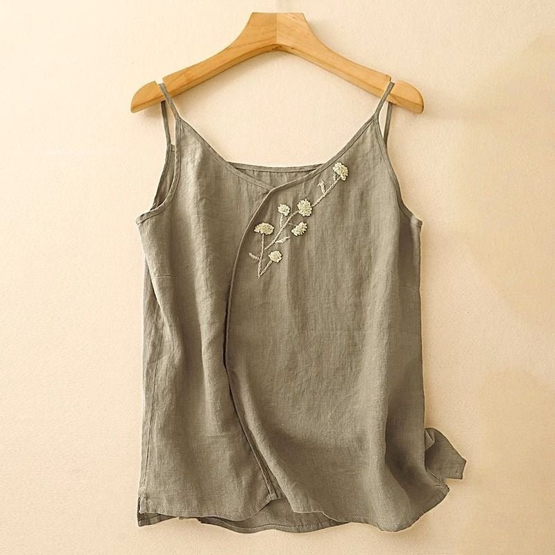 OLIVIA LINEN CAMISOLE (Olive Green XS) - | Zavonix