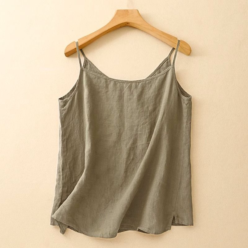 OLIVIA LINEN CAMISOLE (White XS) - | Zavonix