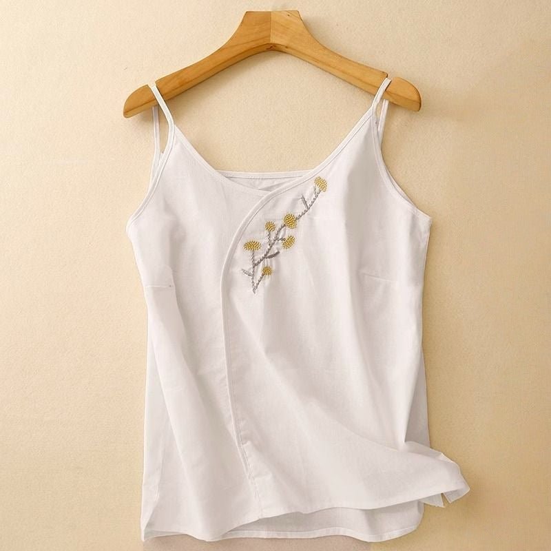 OLIVIA LINEN CAMISOLE (White XS) - | Zavonix
