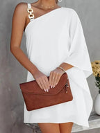 One Shoulder Loose T-Shirt Dress™ — Effortless Style That Sets You Apart and Feels Like Freedom (black S) - | Zavonix