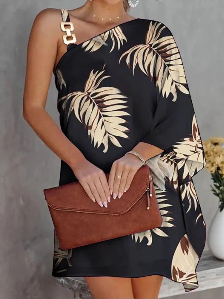 One Shoulder Loose T-Shirt Dress™ — Effortless Style That Sets You Apart and Feels Like Freedom (black S) - | Zavonix