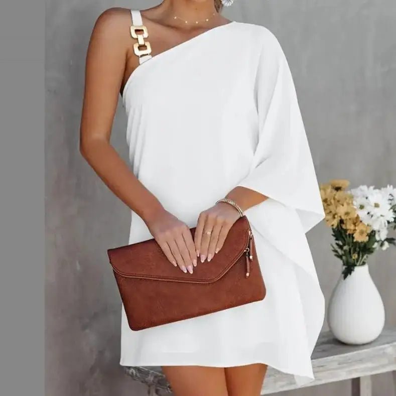 One Shoulder Loose T-Shirt Dress™ — Effortless Style That Sets You Apart and Feels Like Freedom (black S) - | Zavonix