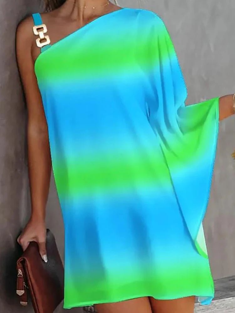 One Shoulder Loose T-Shirt Dress™ — Effortless Style That Sets You Apart and Feels Like Freedom (black S) - | Zavonix