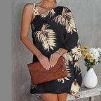 One Shoulder Loose T-Shirt Dress™ — Effortless Style That Sets You Apart and Feels Like Freedom (black1 S) - | Zavonix
