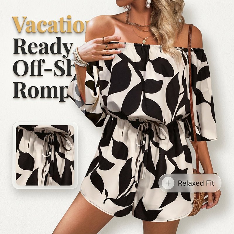 Open Air Off Shoulder Abstract Romper Product Image 04