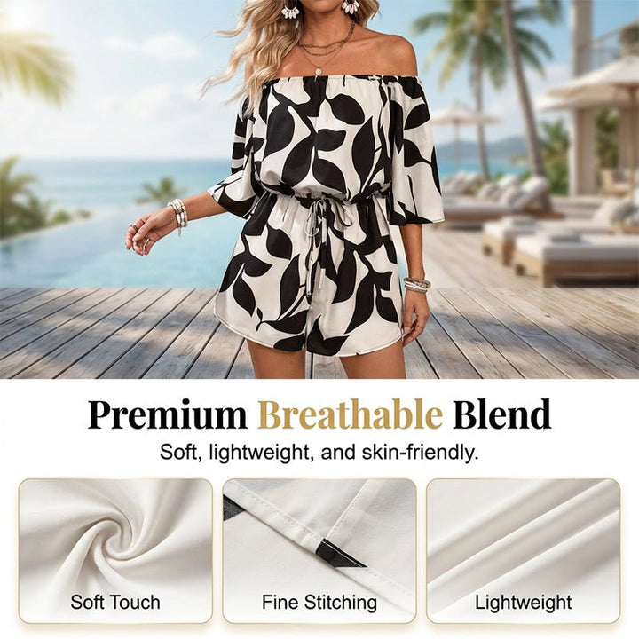 Open Air Off Shoulder Abstract Romper Product Image 08