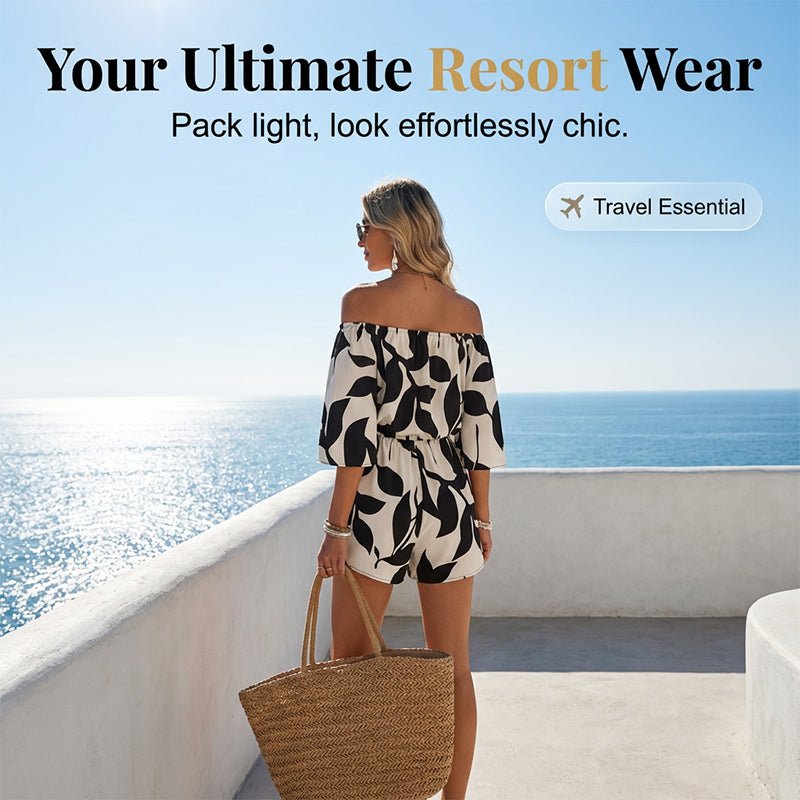 Open Air Off Shoulder Abstract Romper Product Image 09