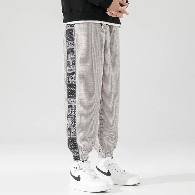 Paisley Bandana Corduroy Sweatpants (Dark Blue XS) - | Zavonix
