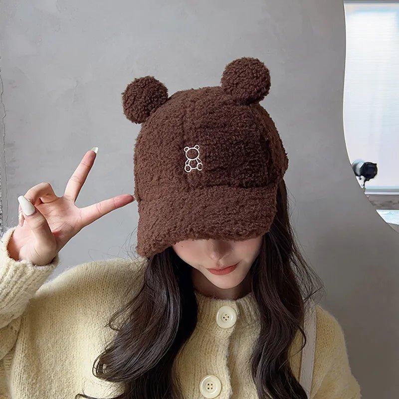 Plush Cub Snapback Hat Baseball Cap (Brown ) - | Zavonix