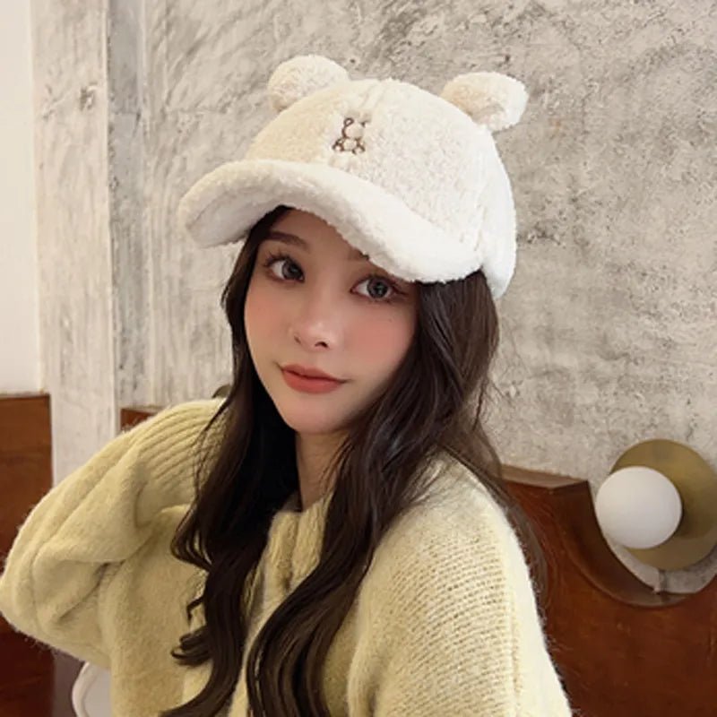 Plush Cub Snapback Hat Baseball Cap (White ) - | Zavonix