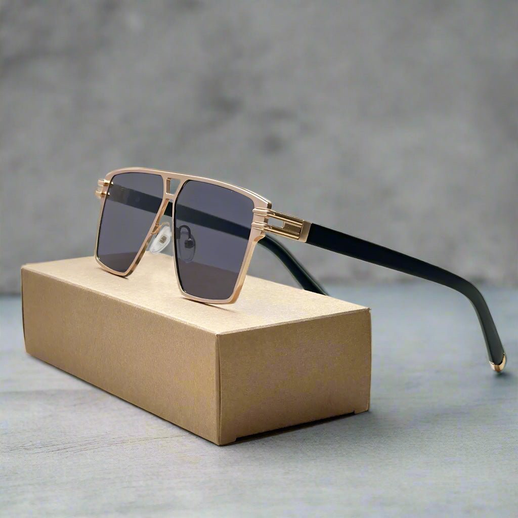 "Patrizio" Lightweight Metal Frame Sunglasses (Gold // Gray ) - Sunglasses | Zavonix