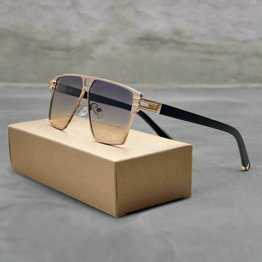 "Patrizio" Lightweight Metal Frame Sunglasses (Gold // Gray ) - Sunglasses | Zavonix