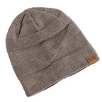 Plush Fleece Beanie Warm Winter Hat (Khaki One Size Fits Most) - | Zavonix