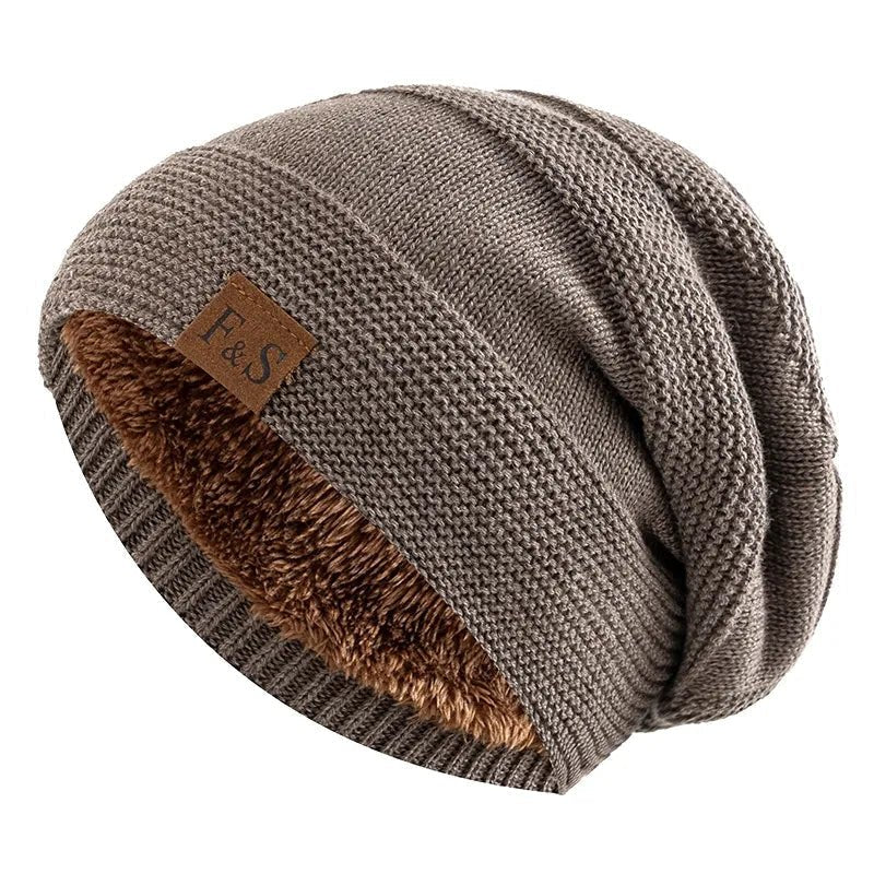 Plush Fleece Beanie Warm Winter Hat (Khaki One Size Fits Most) - | Zavonix