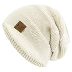 Plush Fleece Beanie Warm Winter Hat (White One Size Fits Most) - | Zavonix