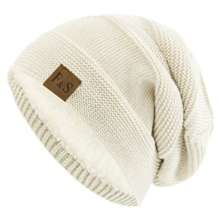 Plush Fleece Beanie Warm Winter Hat (White One Size Fits Most) - | Zavonix