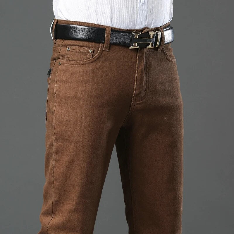 Premium Slim Fit Cotton Pants (Brown XS (28 US)) - | Zavonix