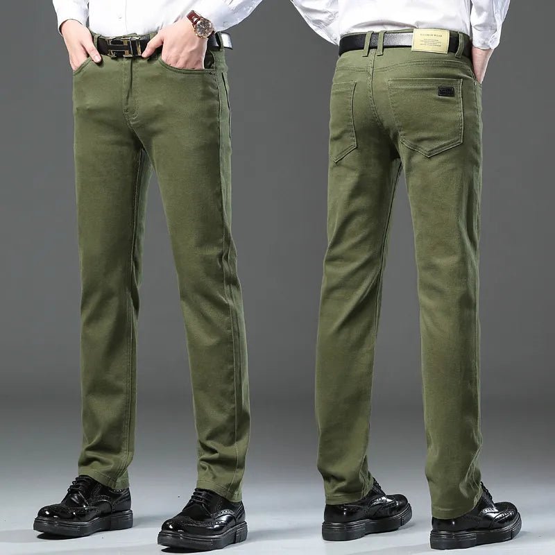 Premium Slim Fit Cotton Pants (Green XS (28 US)) - | Zavonix