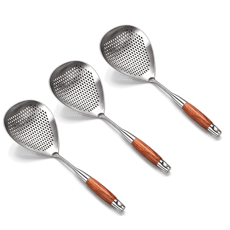 Pear Wood Handle Stainless Steel Skimmer Product Image 03