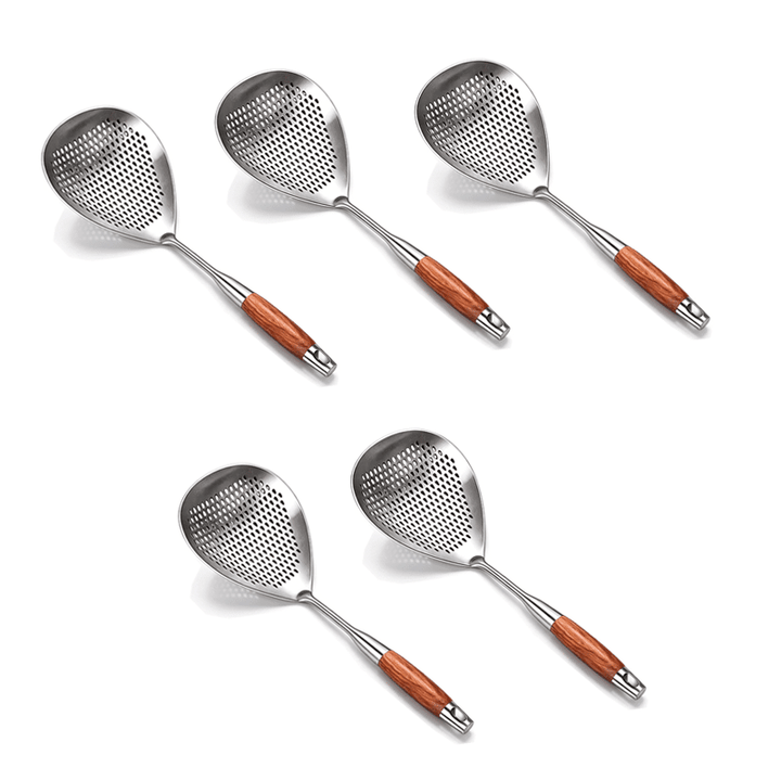 Pear Wood Handle Stainless Steel Skimmer Product Image 04