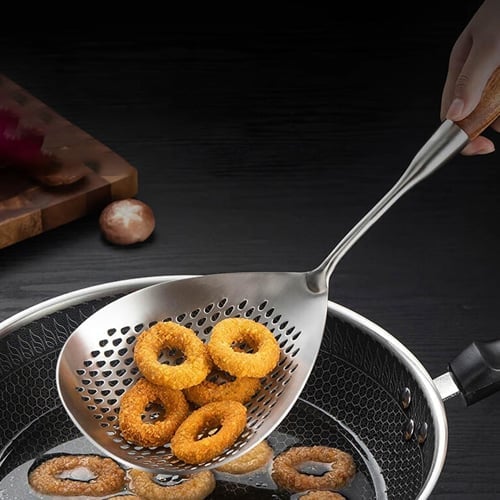 Pear Wood Handle Stainless Steel Skimmer Product Image 06